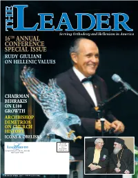 16Th Annual Conference Special Issue Rudy Giuliani on Hellenic Values