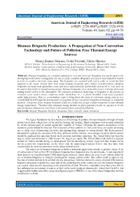 Biomass Briquette Production: a Propagation of Non-Convention Technology and Future of Pollution Free Thermal Energy Sources