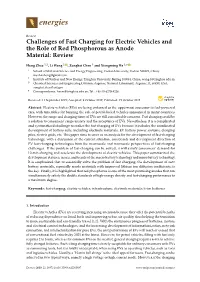 Challenges of Fast Charging for Electric Vehicles and the Role of Red Phosphorous As Anode Material: Review