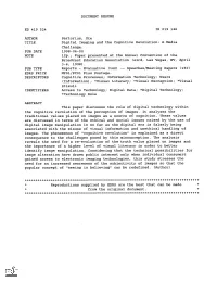 Digital Imaging and the Cognitive Revolution: a Media Challenge