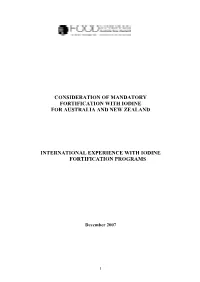 International Experience with Iodine Fortification Programs