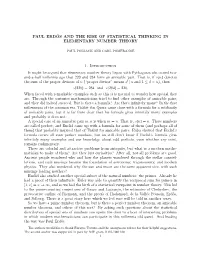 Paul Erdős and the Rise of Statistical Thinking In