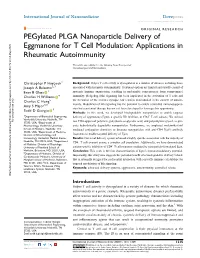 Pegylated PLGA Nanoparticle Delivery of Eggmanone for T Cell Modulation: Applications in Rheumatic Autoimmunity