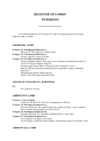 Register of Lords' Interests
