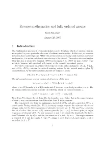 Reverse Mathematics and Fully Ordered Groups