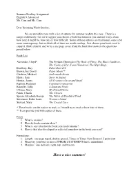 Summer Reading Assignment English 9 Advanced Mr