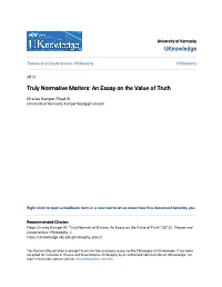 Truly Normative Matters: an Essay on the Value of Truth