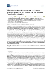 Ambient Vibrations Measurements and 1D Site Response Modelling As a Tool for Soil and Building Properties Investigation