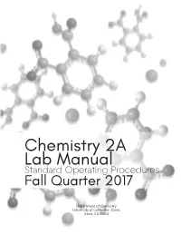 Chemistry 2A Lab Manual Standard Operating Procedures Fall Quarter 2017