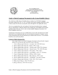 Guide to Dutch-Language Documents in the Grems-Doolittle Library