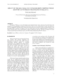 Impact of the Kra Canal on Container Ships' Shipping