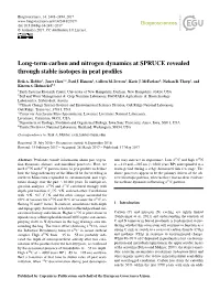 Long-Term Carbon and Nitrogen Dynamics at SPRUCE Revealed Through Stable Isotopes in Peat Proﬁles