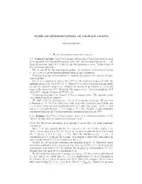 NOTES on REPRESENTATIONS of COMPACT GROUPS 1. Haar