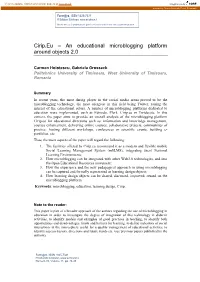 Cirip.Eu – an Educational Microblogging Platform Around Objects 2.0
