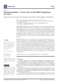 Epitranscriptomics: a New Layer of Microrna Regulation in Cancer