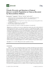 Genetic Diversity and Structure of Natural Quercus Variabilis Population in China As Revealed by Microsatellites Markers