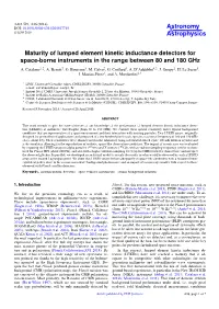Maturity of Lumped Element Kinetic Inductance Detectors for Space-Borne Instruments in the Range Between 80 and 180 Ghz A