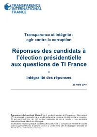 Réponses Des Candidats À L'élection