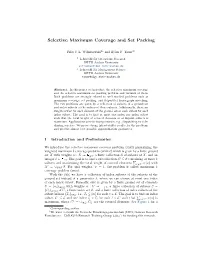 Selective Maximum Coverage and Set Packing