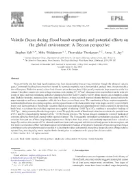 Volatile F Luxes During F Lood Basalt Eruptions and Potential Effects on the Global Environment: a Deccan Perspective