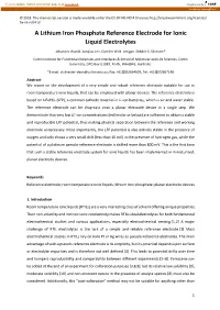 A Lithium Iron Phosphate Reference Electrode for Ionic Liquid Electrolytes