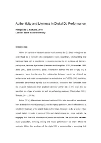 Authenticity and Liveness in Digital DJ Performance