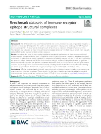 Benchmark Datasets of Immune Receptor-Epitope Structural Complexes