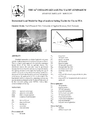 Downwind Load Model for Rigs of Modern Sailing Yachts for Use in FEA
