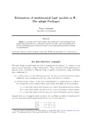 Estimation of Multinomial Logit Models in R : the Mlogit Packages