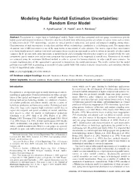 Modeling Radar Rainfall Estimation Uncertainties: Random Error Model A