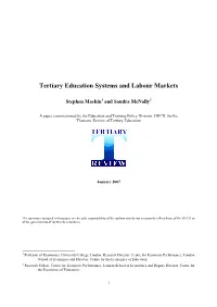 Tertiary Education Systems and Labour Markets