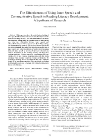 The Effectiveness of Using Inner Speech and Communicative Speech in Reading Literacy Development: a Synthesis of Research