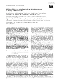 Inhibitory Effects of Actinidiamide from Actinidia Polygama On