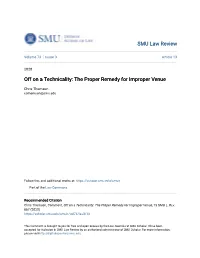 Off on a Technicality: the Proper Remedy for Improper Venue