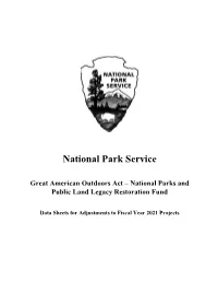 Project Data Sheets for the National Park Service