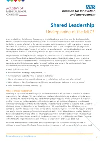 Shared Leadership Underpinning of the MLCF