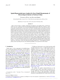 Spatial Representativeness Analysis for Snow Depth Measurements of Meteorological Stations in Northeast China