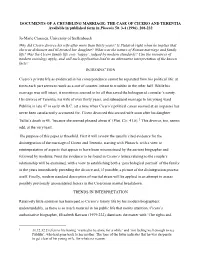 THE CASE of CICERO and TERENTIA Available in Published Form in Phoenix 50