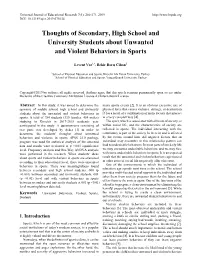 Thoughts of Secondary, High School and University Students About Unwanted and Violent Behaviors in Sports