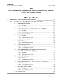 2 DESCRIPTION of PROPOSED ACTION and ALTERNATIVES ______2-1 2.1 Description of the Atlantic Fleet Training and Testing Study Area