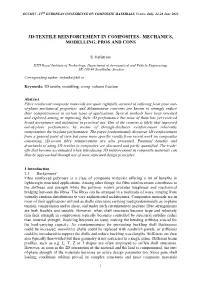 3D-Textile Reinforcement in Composites– Mechanics, Modelling, Pros and Cons