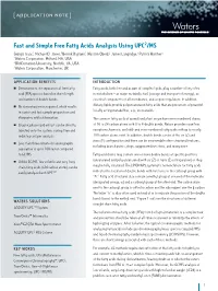 Fast and Simple Free Fatty Acids Analysis Using UPC2/MS Giorgis Isaac,1 Michael D