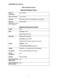 GAA Oral History Project Interview Report Form