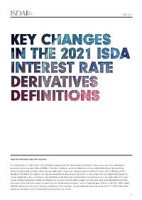Key Changes in the 2021 Isda Interest Rate Derivatives Definitions