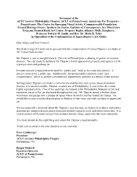 Statement of the ACLU Greater Philadelphia Chapter, ACLU Of