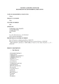 Technical Specifications for Registration of Geographical Indications