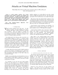 Attacks on Virtual Machine Emulators