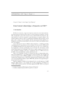 From Content to Knowledge: a Perspective on CMS**