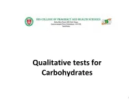 Qualitative Tests for Carbohydrates