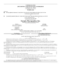 Sarepta Therapeutics, Inc. (Exact Name of Registrant As Specified in Its Charter)